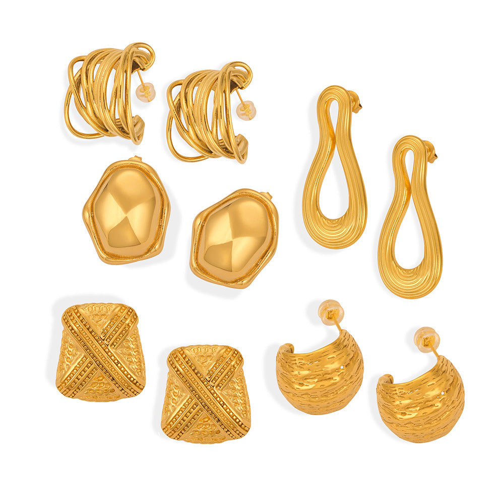 Women's Fashion Multi-layer Line Texture Earrings