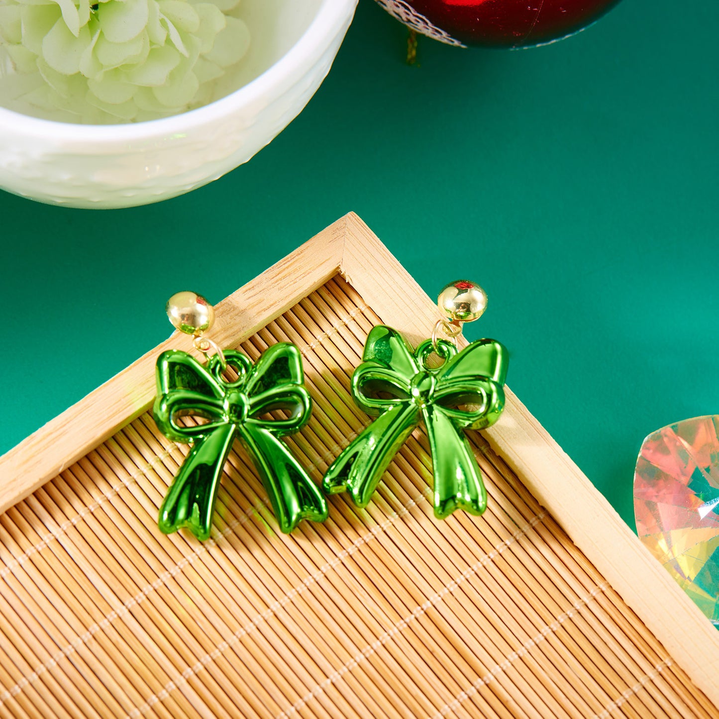 Color Bow Stud Earrings Fashion Multicolor
