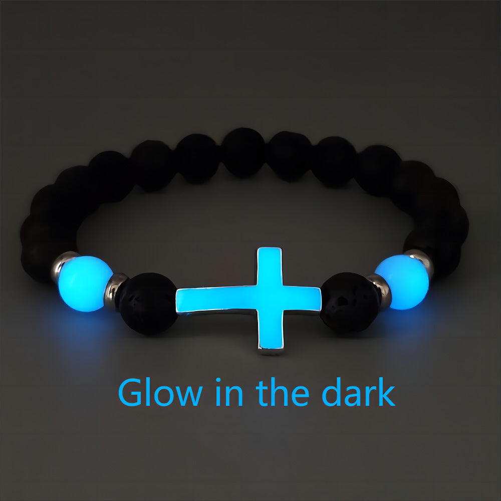 Volcanic Rock Luminous Vintage Bracelet Luminous Cross Bead Bracelet