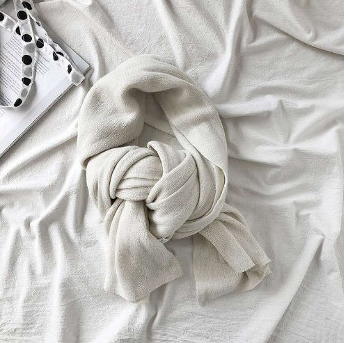Pure Color Knitted Wool Scarf Women Autumn And Winter