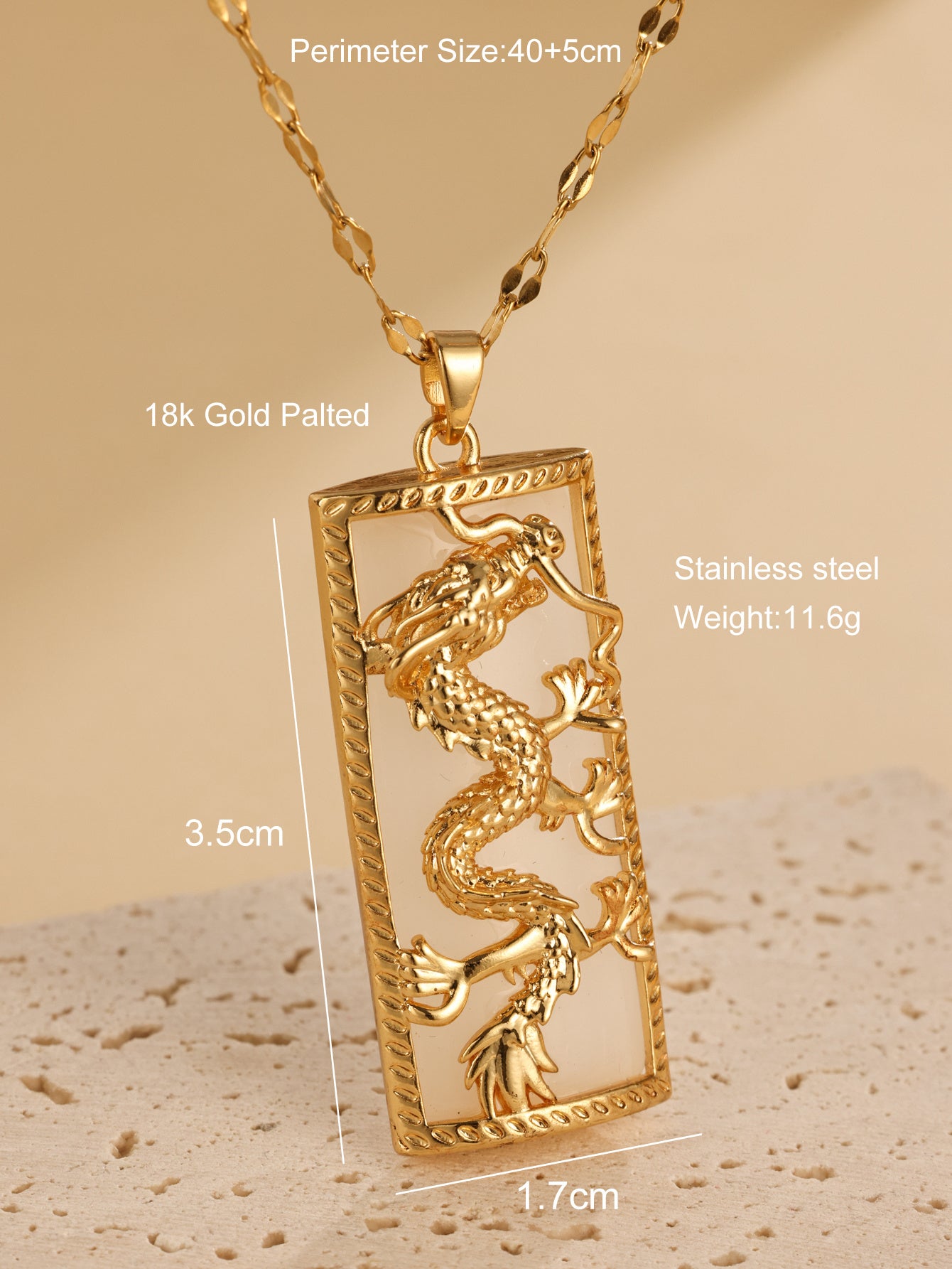 Vintage China-Chic Dragon And Phoenix Jade Pendant High Quality Versatile Collar Chain Accessories