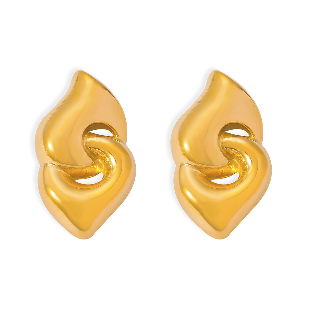 European And American Geometric Double Ring Ring Buckle Non-fading Temperament Earrings