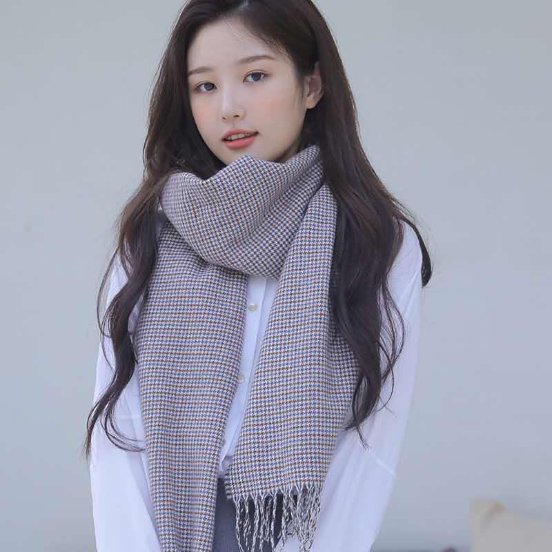 Retro Plaid Scarf Women Winter Imitation Cashmere Shawl