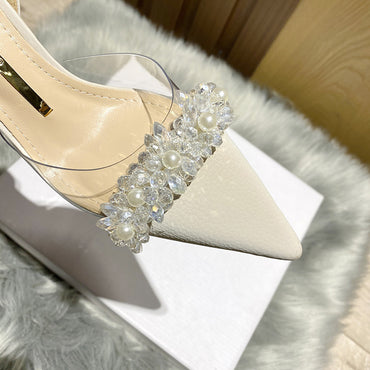 Summer New Dignified Rhinestone Pointed-toe Stiletto Shoes Fairy