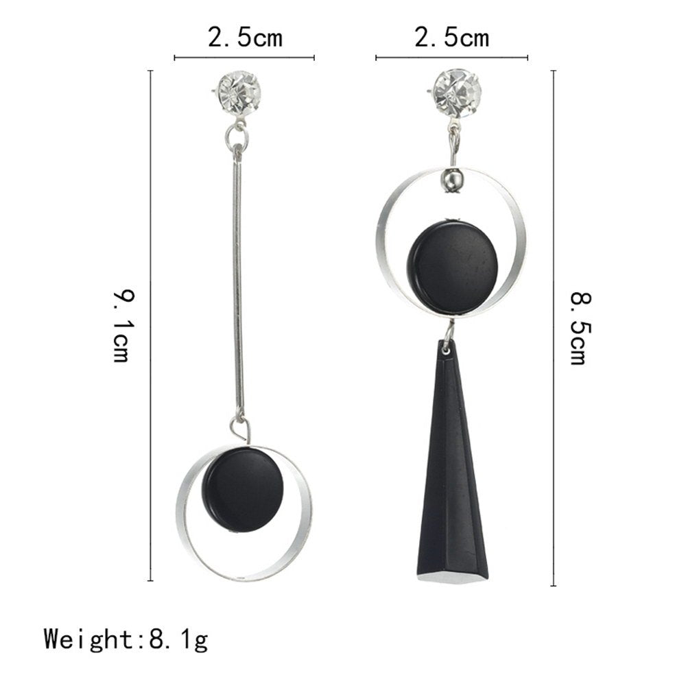 Asymmetric AB version circle European and American fashion exaggerated long earrings