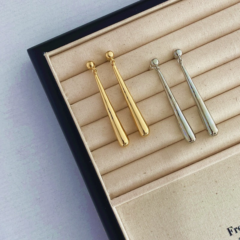 Long Water Drop Earrings Fashion Cold Wind Steel Drop Earrings Smooth Stainless Steel Long Ear Water Drop Earrings For Women