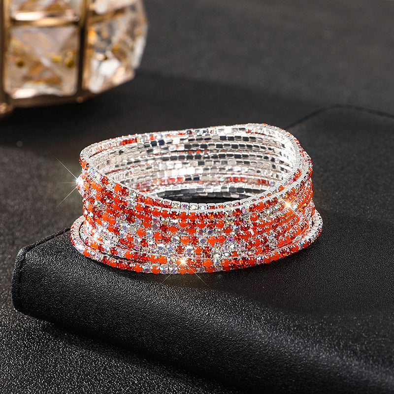 Diamond-embedded Stretch Bracelet 2mm Single Row Color