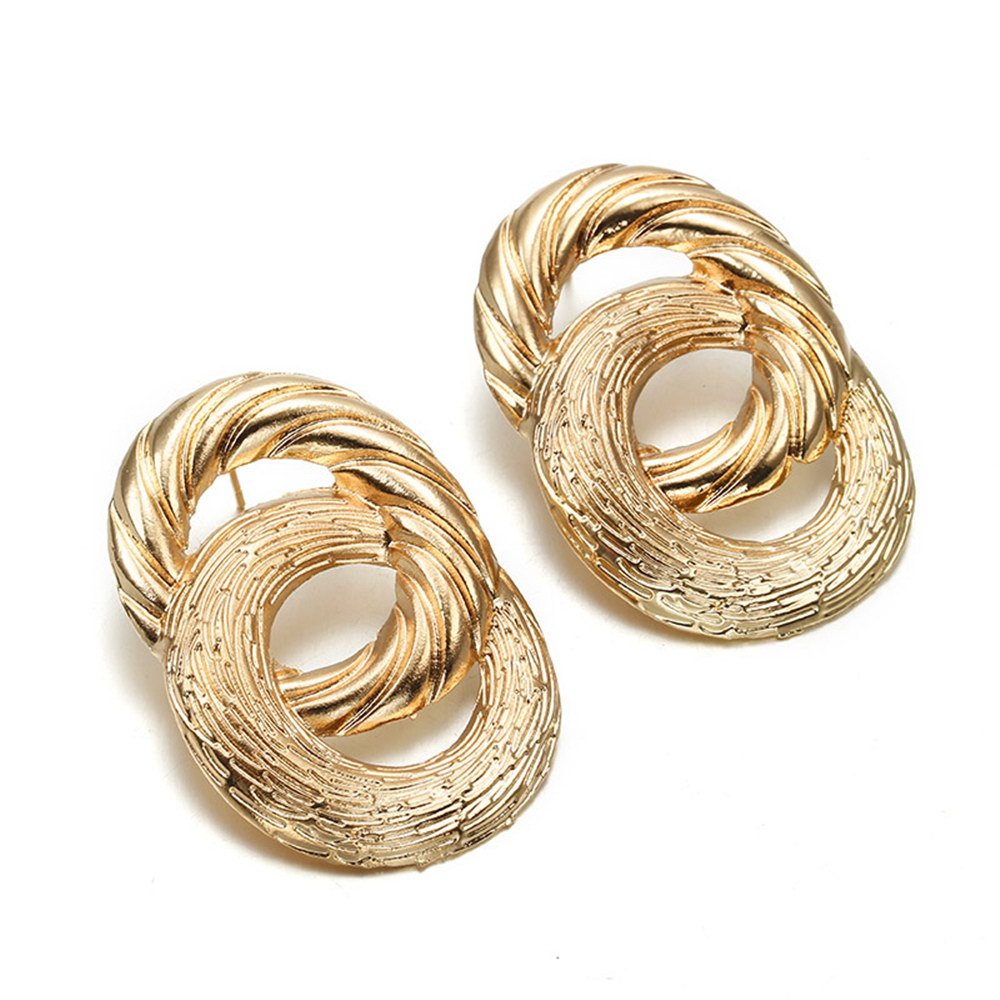 New Exaggerated Big Stud Earrings for Women Circle Round Alloy Earrings Wedding Party Gift