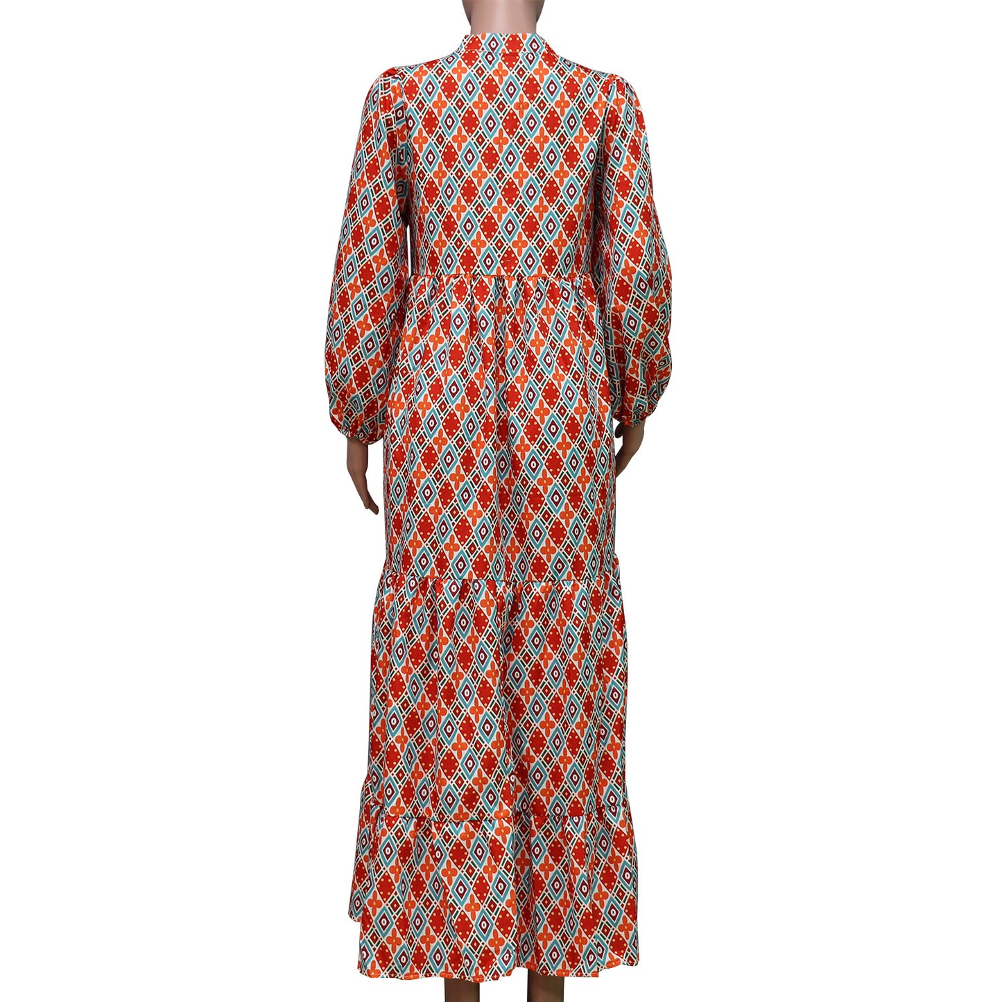 Short-sleeve Mid-length Boho Print Dress