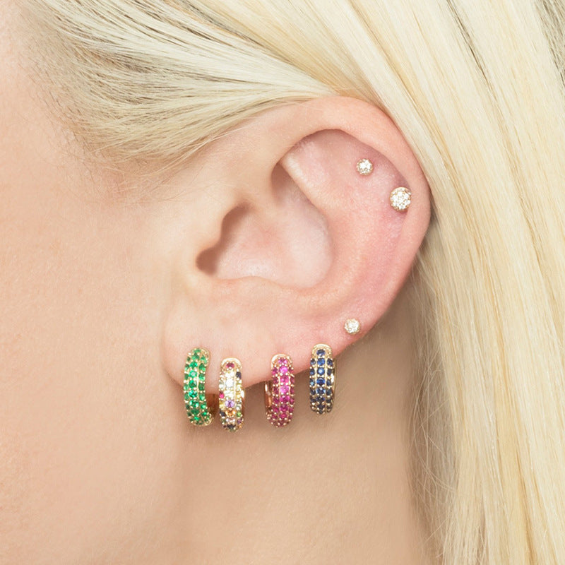Silver Needle Gold Rhinestone Earrings Women's Geometric