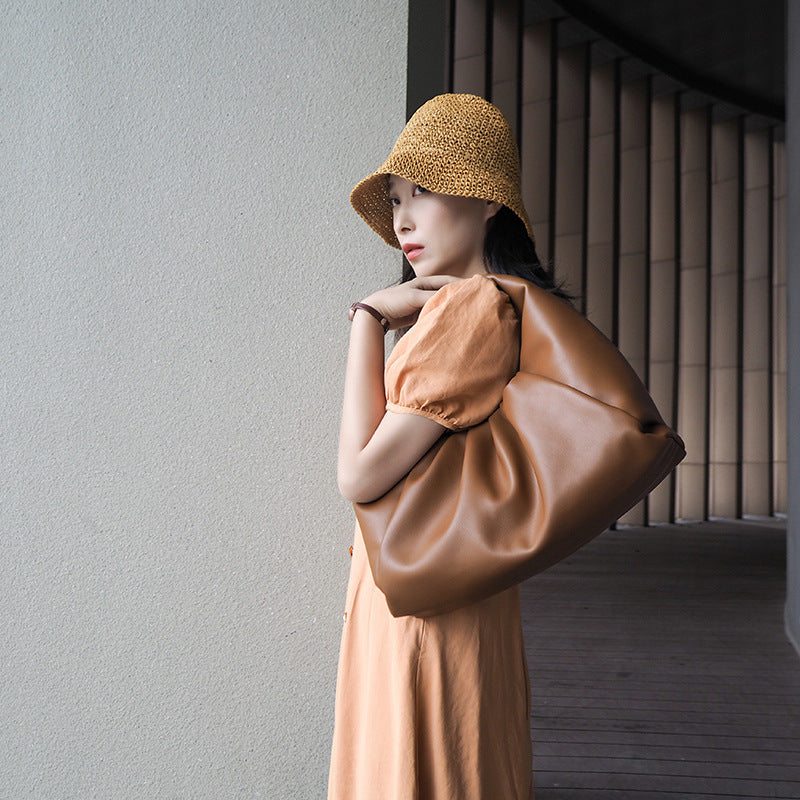 Women's Leather Bag Single Shoulder Underarm Cloud Bag