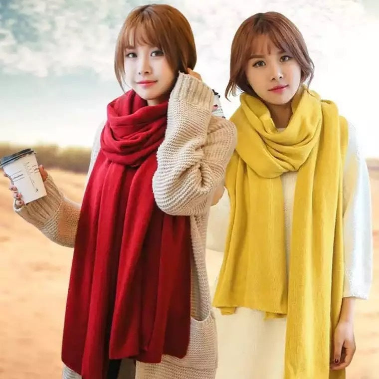 Scarf Female Winter Korean Version Of Knitted Wool Cashmere Scarf Shawl Men And Women Solid Color Wild Collar