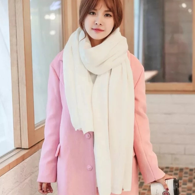 Scarf Female Winter Korean Version Of Knitted Wool Cashmere Scarf Shawl Men And Women Solid Color Wild Collar