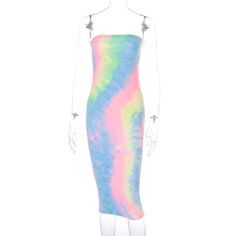 Sleeveless tube top midi skirt