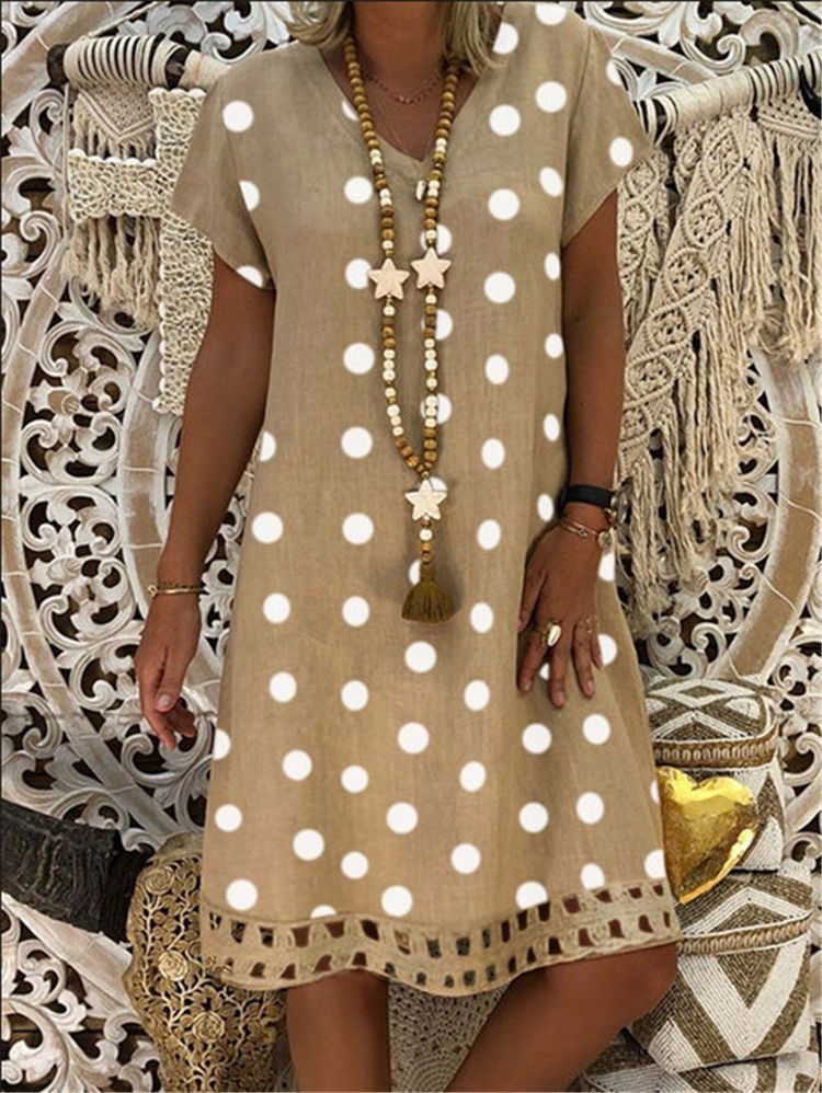 V-neck print midi dress