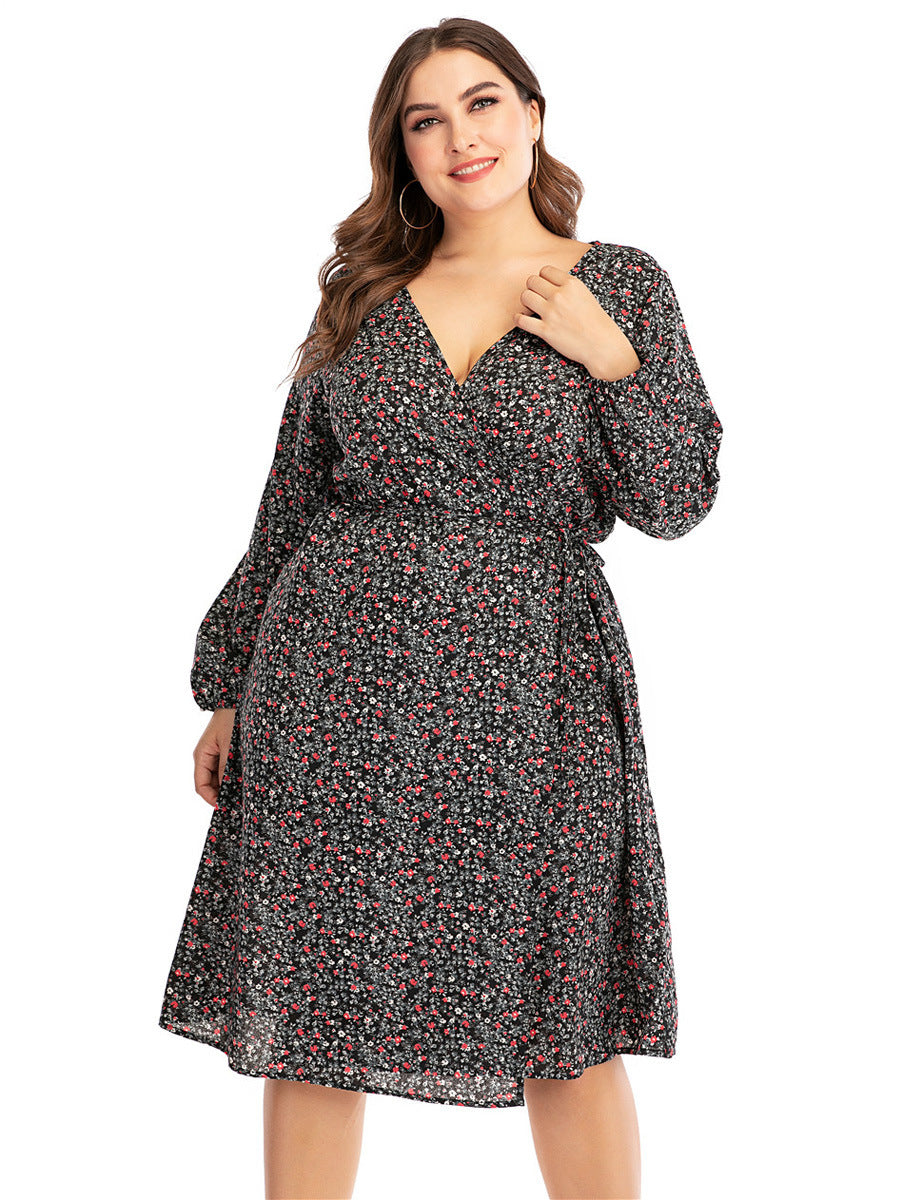 V-neck lantern sleeve maxi skirt