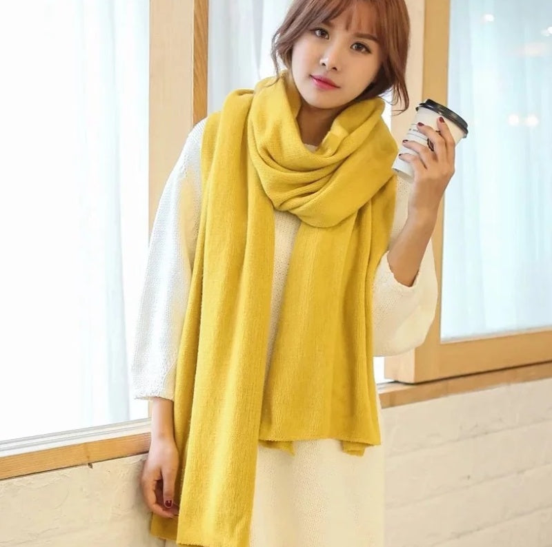 Scarf Female Winter Korean Version Of Knitted Wool Cashmere Scarf Shawl Men And Women Solid Color Wild Collar