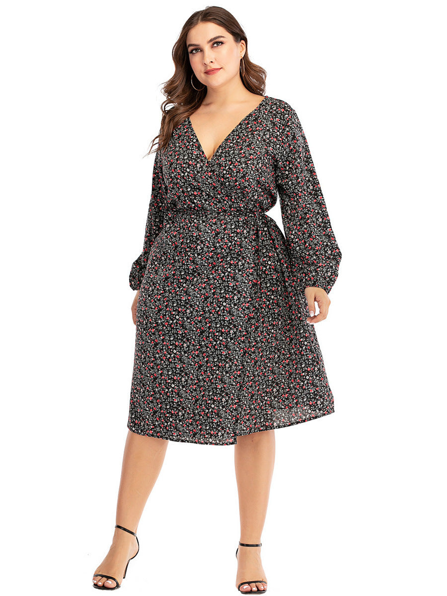 V-neck lantern sleeve maxi skirt