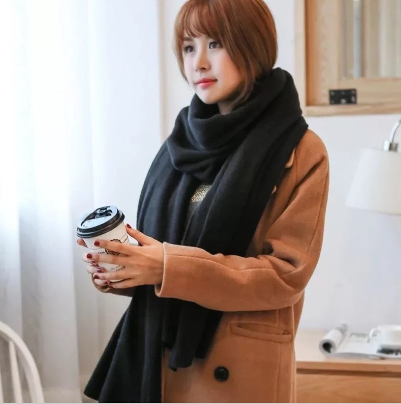 Scarf Female Winter Korean Version Of Knitted Wool Cashmere Scarf Shawl Men And Women Solid Color Wild Collar