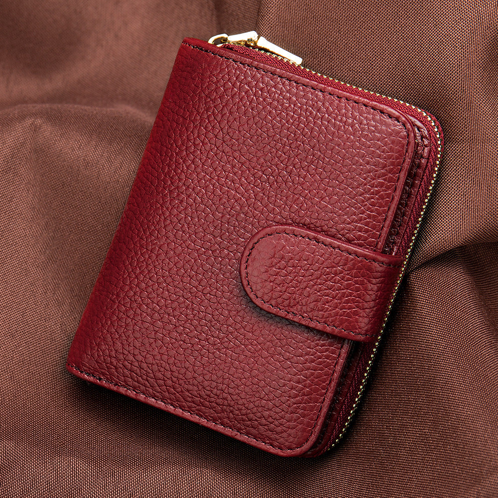 First layer cowhide Korean style ladies wallet