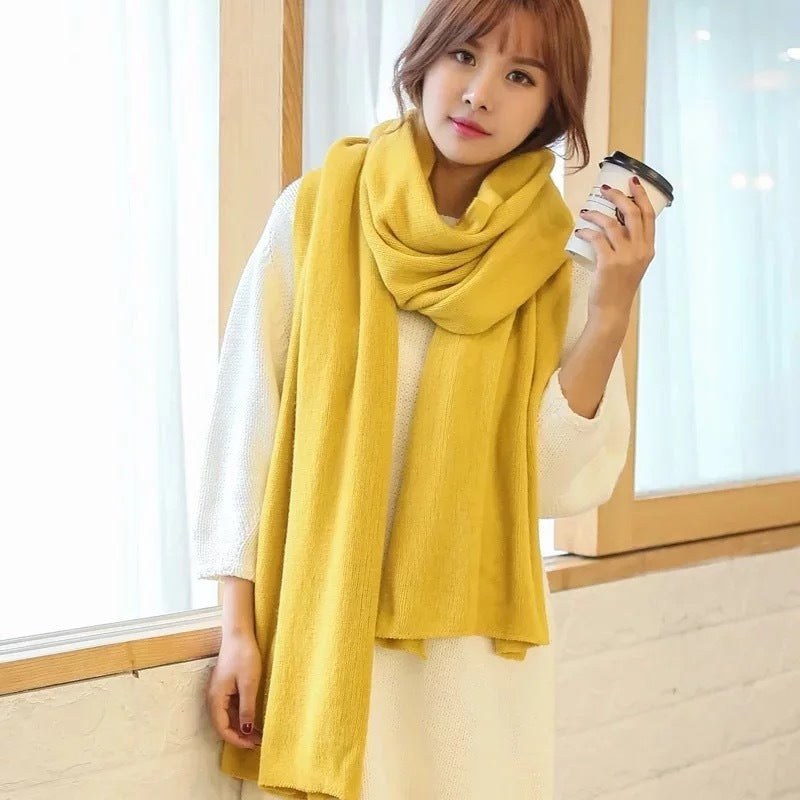 Scarf Female Winter Korean Version Of Knitted Wool Cashmere Scarf Shawl Men And Women Solid Color Wild Collar