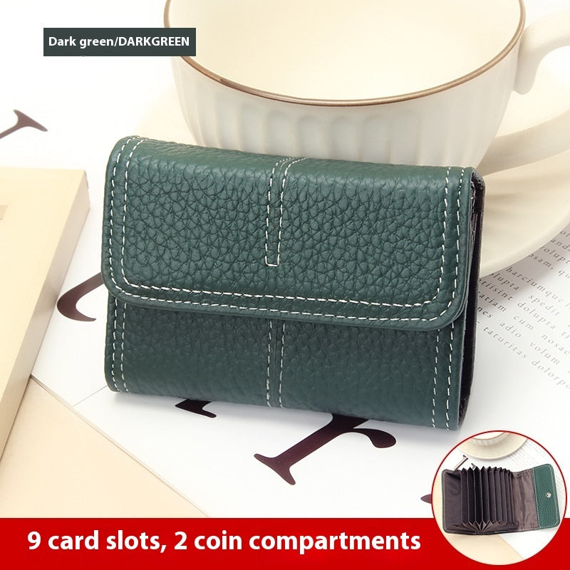 Large Capacity Women's Certificate Holder First Layer Cowhide Card Holder Wallet