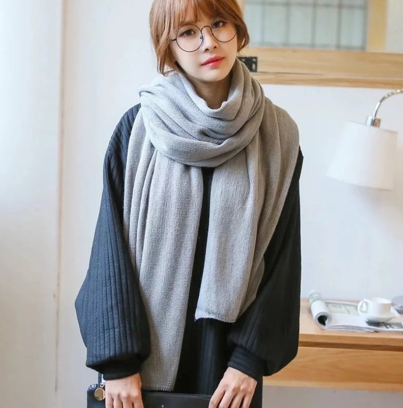 Scarf Female Winter Korean Version Of Knitted Wool Cashmere Scarf Shawl Men And Women Solid Color Wild Collar