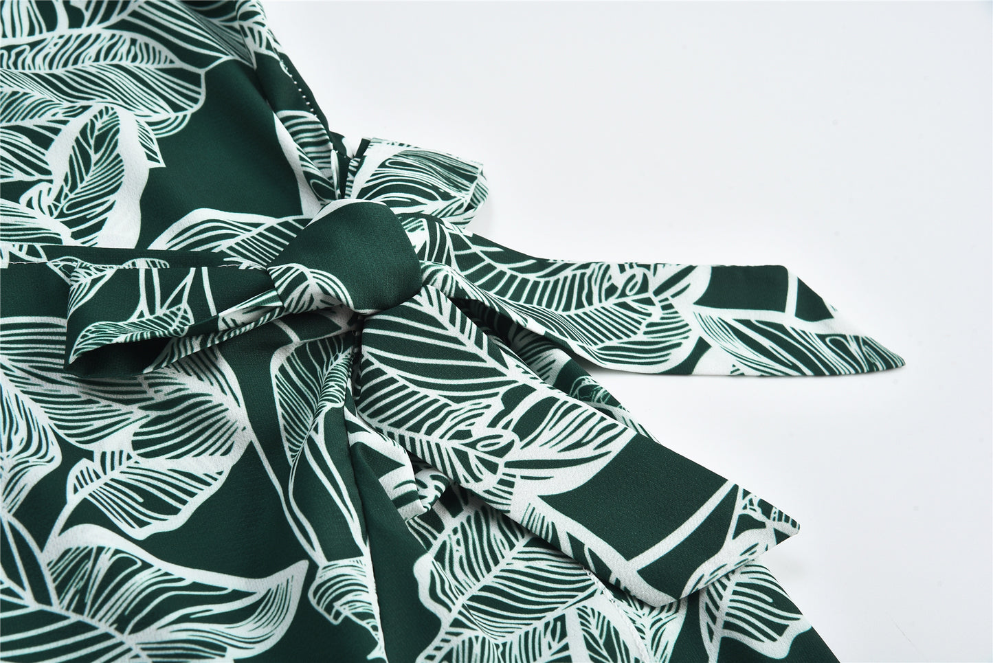 USA SIZE Leaf Print Sling Chiffon Dress Sexy Beach Seaside Vacation Irregular Skirt