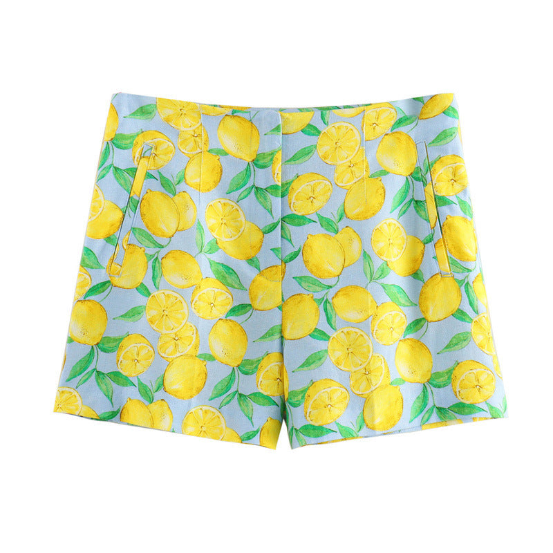 Linen Printed Bow Tie Top Linen Printed Shorts Suit