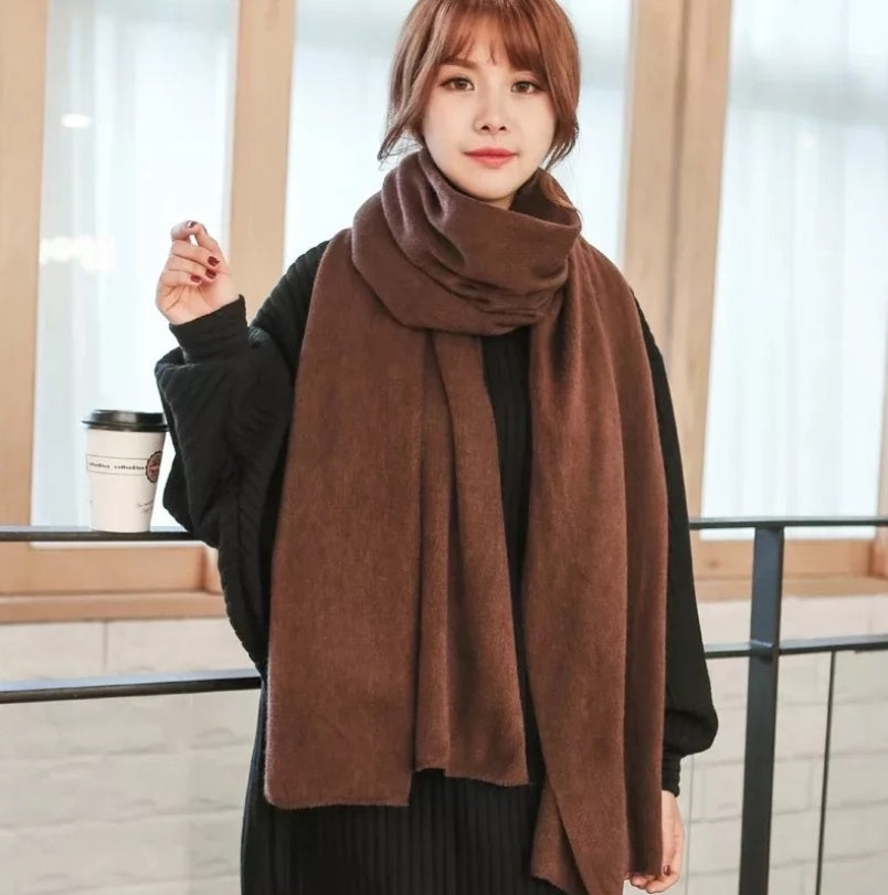 Scarf Female Winter Korean Version Of Knitted Wool Cashmere Scarf Shawl Men And Women Solid Color Wild Collar