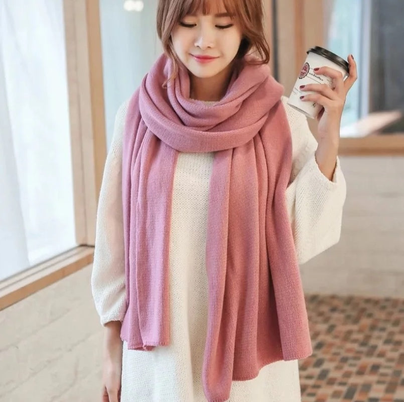Scarf Female Winter Korean Version Of Knitted Wool Cashmere Scarf Shawl Men And Women Solid Color Wild Collar
