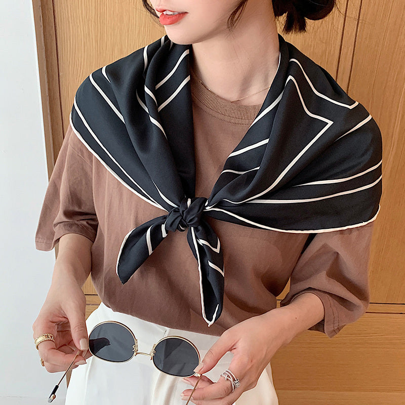 Retro Temperament Silk Scarf Women Wild Simple Sunscreen Travel Headscarf