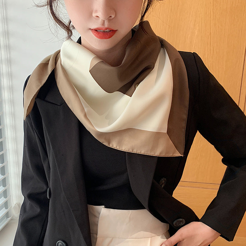 Retro Temperament Silk Scarf Women Wild Simple Sunscreen Travel Headscarf