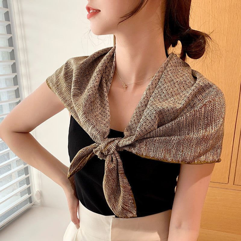Retro Temperament Silk Scarf Women Wild Simple Sunscreen Travel Headscarf