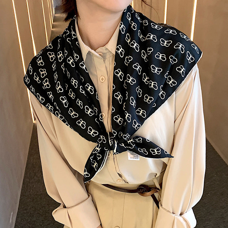 Retro Temperament Silk Scarf Women Wild Simple Sunscreen Travel Headscarf