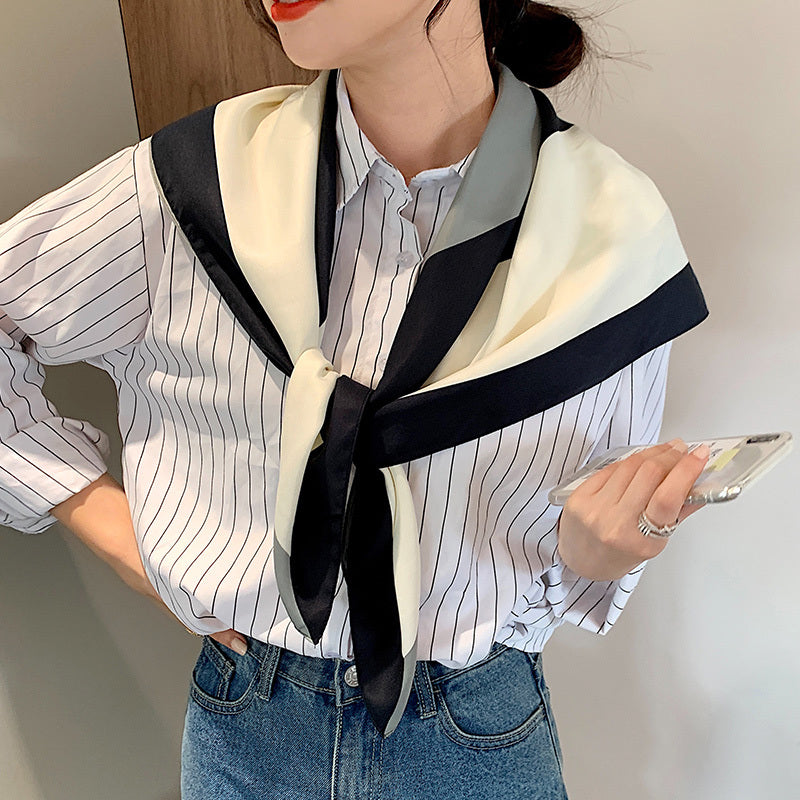 Retro Temperament Silk Scarf Women Wild Simple Sunscreen Travel Headscarf