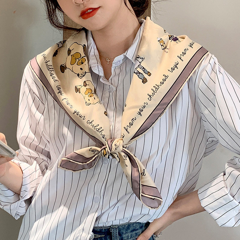 Retro Temperament Silk Scarf Women Wild Simple Sunscreen Travel Headscarf