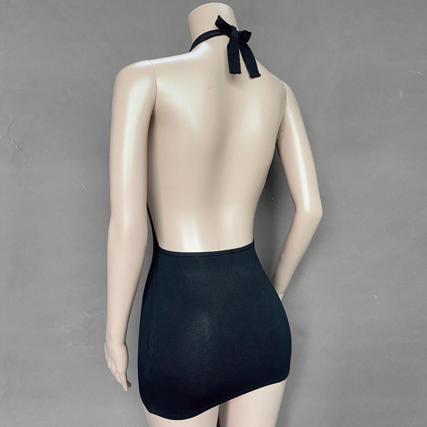 Cryptographic Halter Backless Mini Dresses Bodycon Skinny