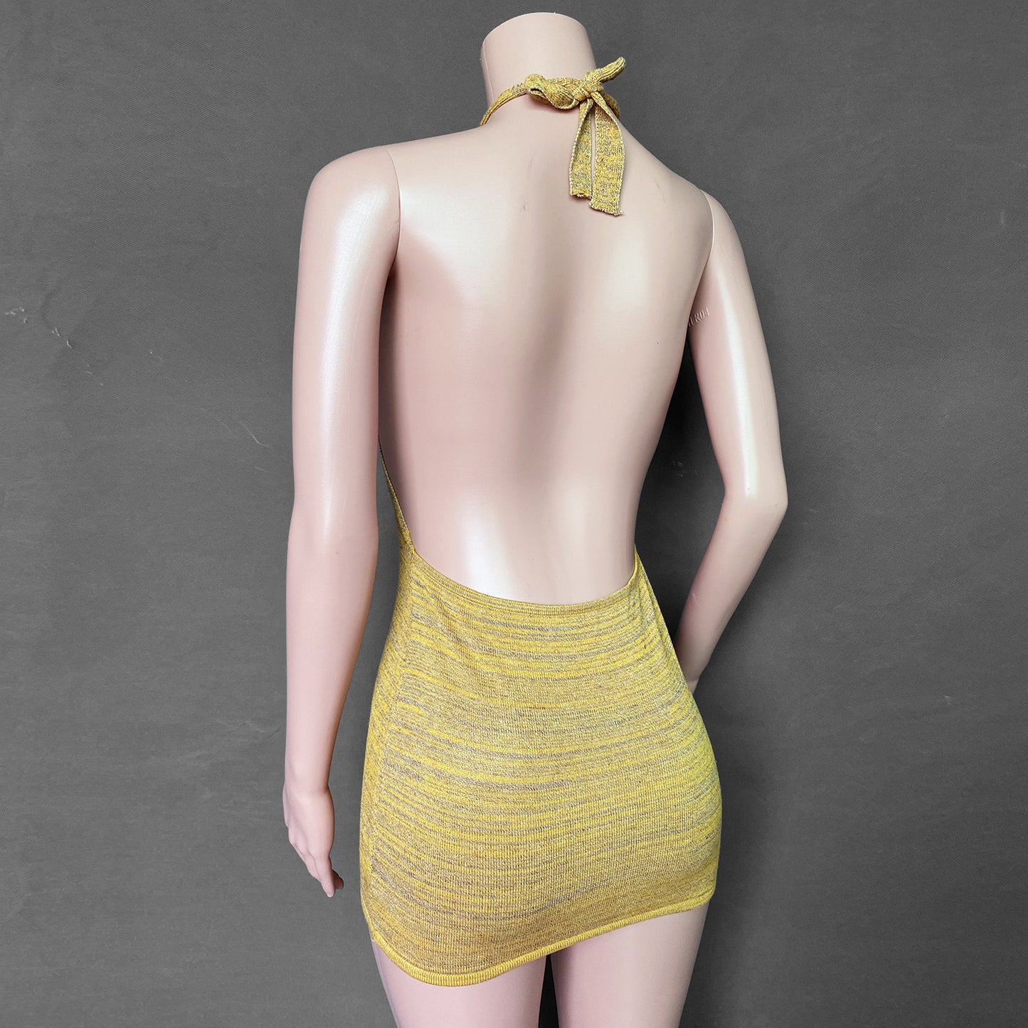 Cryptographic Halter Backless Mini Dresses Bodycon Skinny