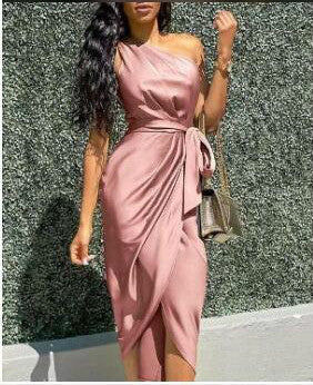 slanting shoulders and irregular straps