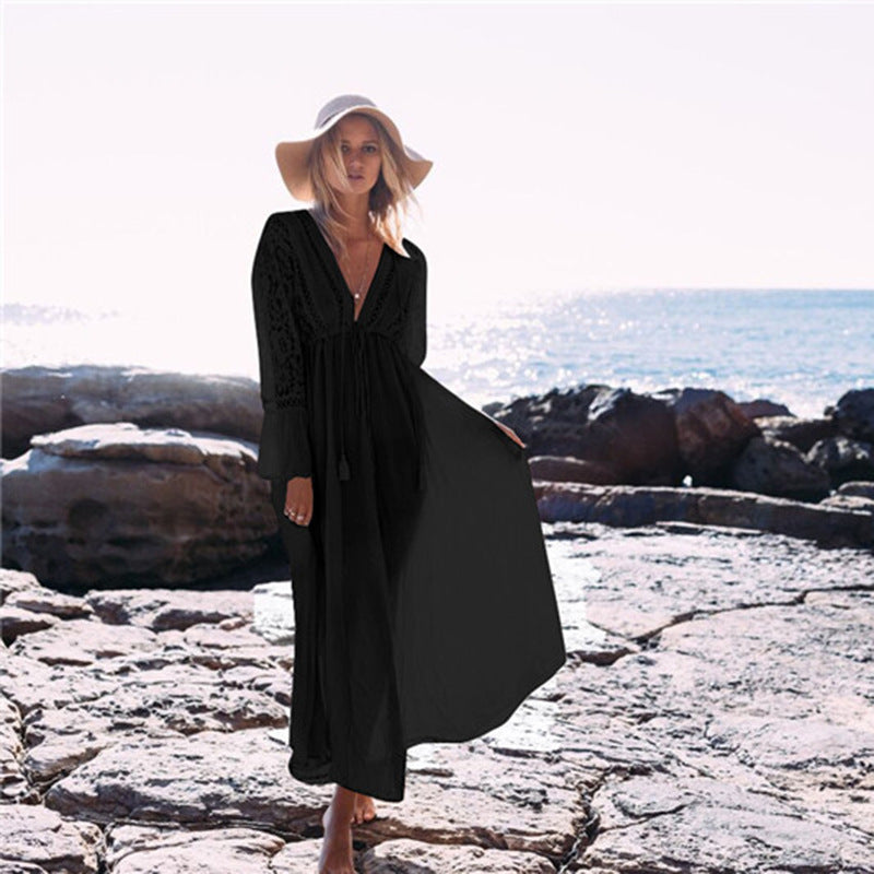 Lace Beach Dress Seaside Vacation Bikini Swimsuit Blouse Women Sun Protection Clothing Foreign Trade