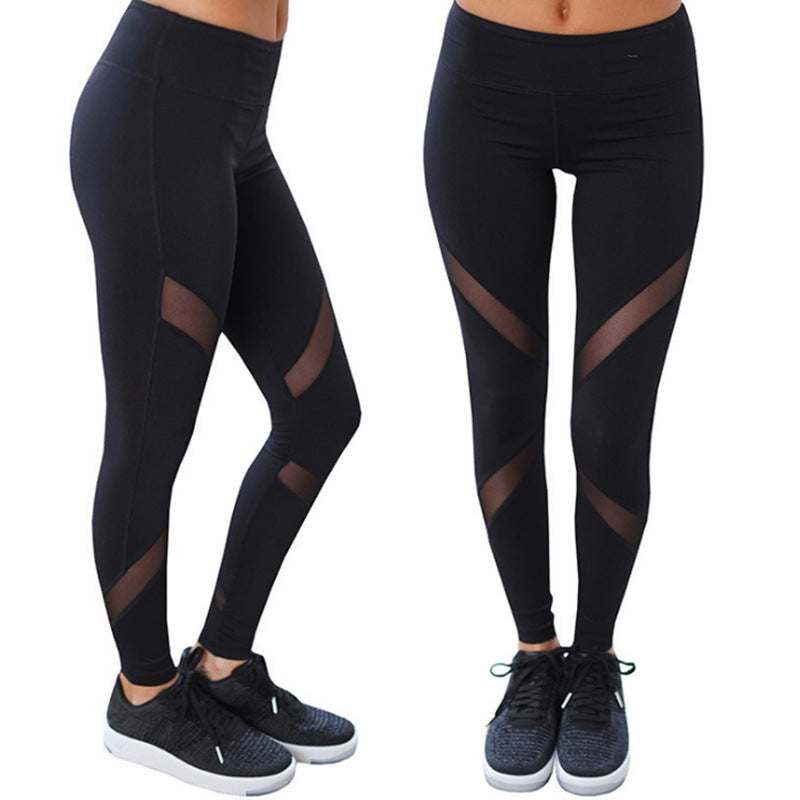 Cross-Striped Mesh Hip-Lifting Pants, Cross-Stripe Black Bottoming Trousers Wholesale