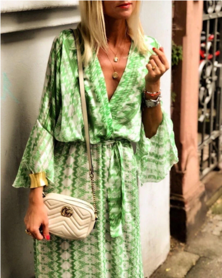 Bohemian Print Long Skirt Vacation Beach Skirt Casual Summer New Ladies Dress