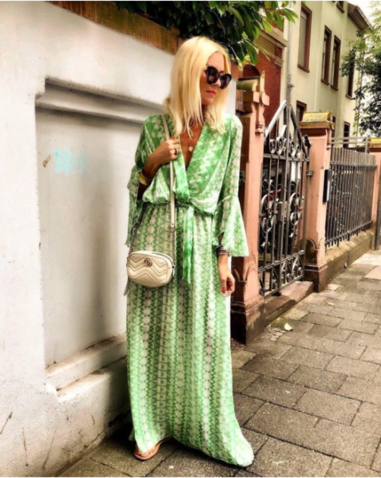 Bohemian Print Long Skirt Vacation Beach Skirt Casual Summer New Ladies Dress