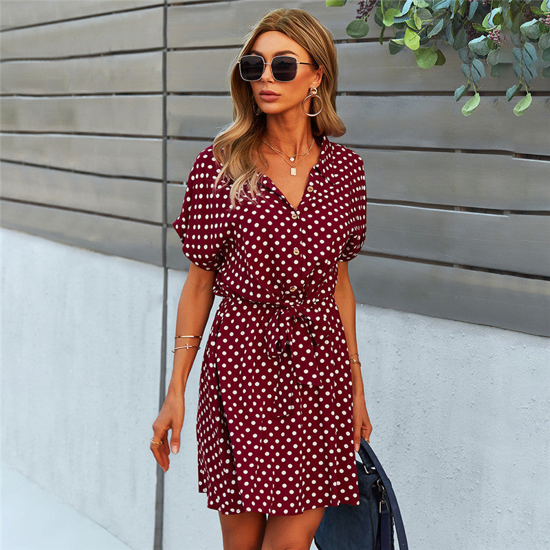 Polka Dot Waist Dress A-line Skirt