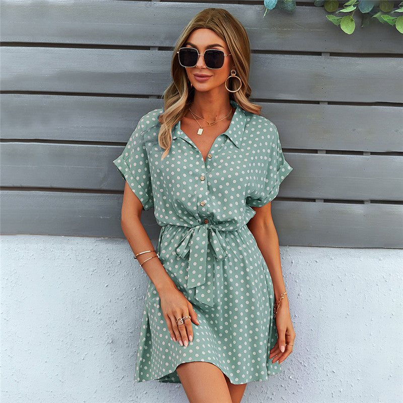 Polka Dot Waist Dress A-line Skirt