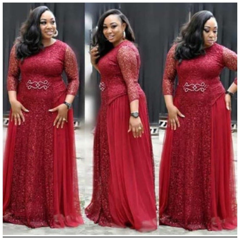 Woman Dresses Lace Navy Blue Red
