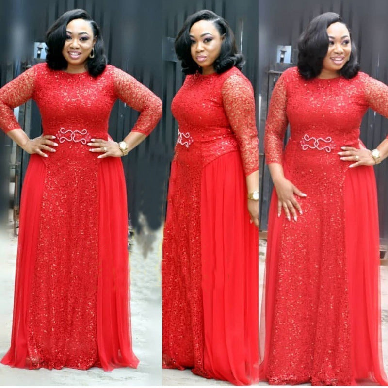 Woman Dresses Lace Navy Blue Red