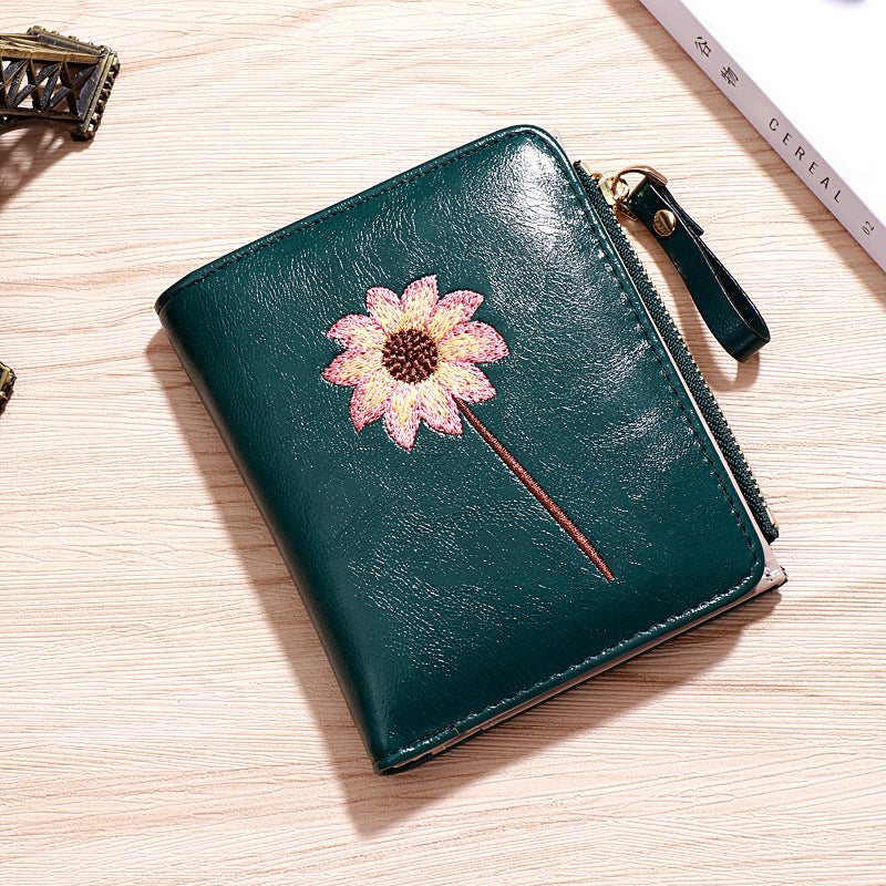 Small Wallet Female Short Simple Student Zipper Buckle Folding Coin Wallet