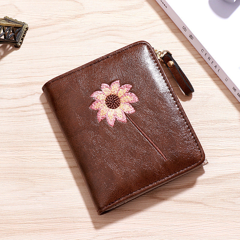 Small Wallet Female Short Simple Student Zipper Buckle Folding Coin Wallet
